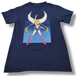 Sailor Moon Shirt Size Medium Animation Anime Cartoon Graphic Print T-Shirt Blue